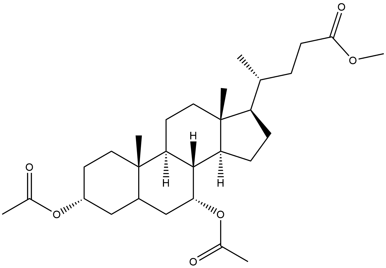 3α,7α-ビス(アセチルオキシ)コラン-24-酸メチル 化学構造式