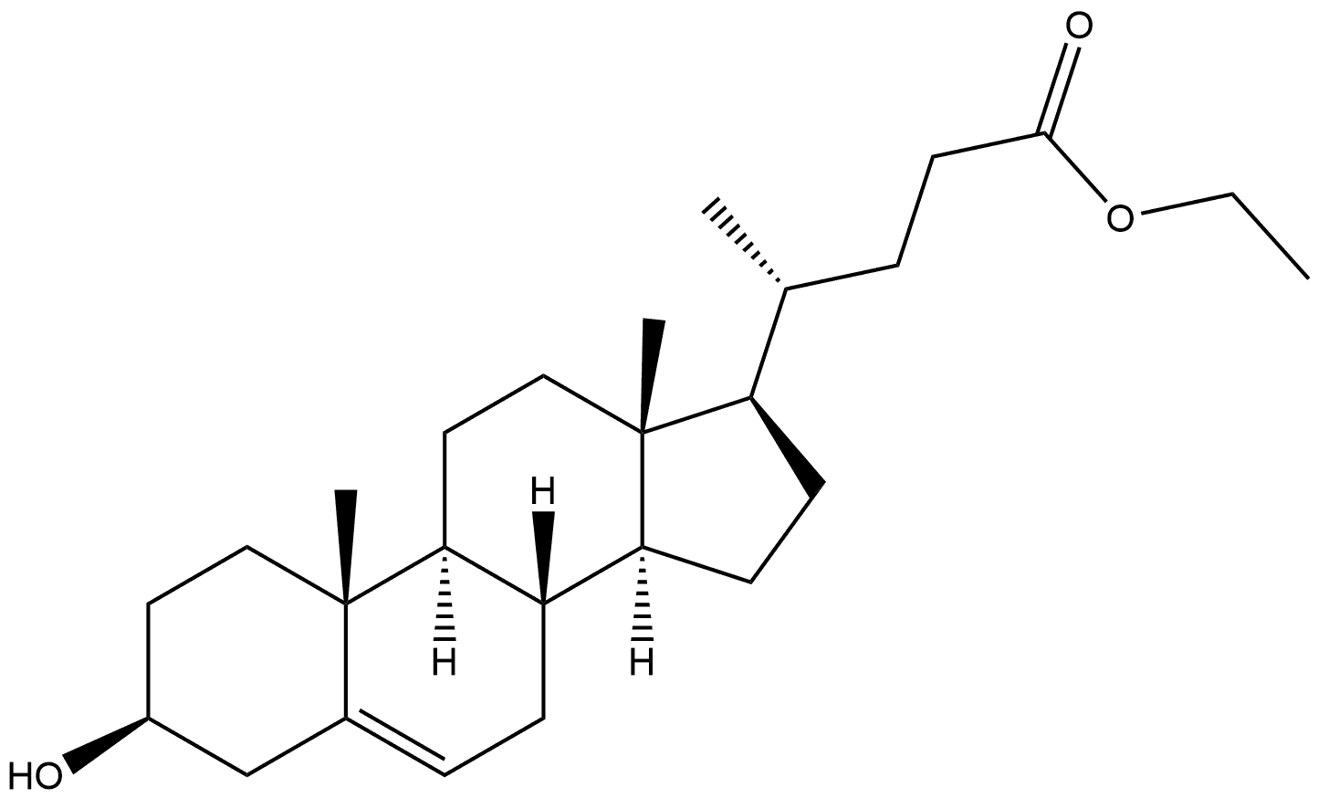 Chol-5-en-24-oic acid, 3-hydroxy-, ethyl ester, (3β)- 化学構造式