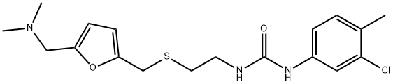 Urea, N-(3-chloro-4-methylphenyl)-N'-[2-[[[5-[(dimethylamino)methyl]-2-furanyl]methyl]thio]ethyl]- Struktur