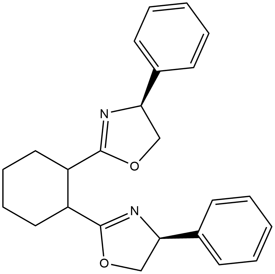 Oxazole, 2,2'-(1R,2R)-1,2-cyclohexanediylbis[4,5-dihydro-4-phenyl-, (4S,4'S)- Structure
