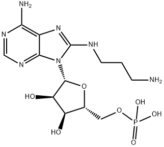 ((2R,3S,4R,5R)-5-(6-Amino-8-((3-aminopropyl)amino)-9H-purin-9-yl)-3,4-dihydroxytetrahydrofuran-2-yl)methyl dihydrogen phosphate,56878-15-0,结构式