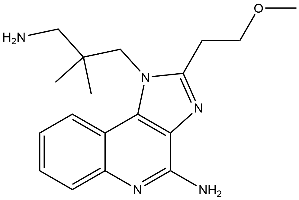 4-Amino-2-(2-methoxyethyl)-β,β-dimethyl-1H-imidazo[4,5-c]quinoline-1-propanamine 化学構造式
