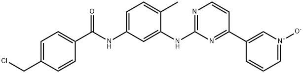 Benzamide, 4-(chloromethyl)-N-[4-methyl-3-[[4-(1-oxido-3-pyridinyl)-2-pyrimidinyl]amino]phenyl]- 化学構造式