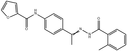 N-[4-[(E)-C-methyl-N-[(2-methylbenzoyl)amino]carbonimidoyl]phenyl]furan-2-carboxamide 结构式