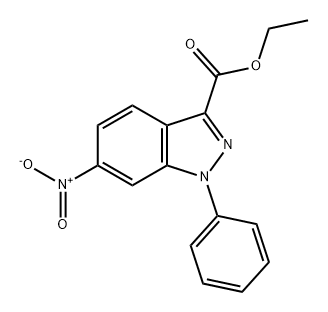 1H-Indazole-3-carboxylic acid, 6-nitro-1-phenyl-, ethyl ester,574758-58-0,结构式