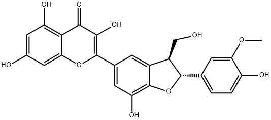 4H-1-Benzopyran-4-one, 2-[(2R,3S)-2,3-dihydro-7-hydroxy-2-(4-hydroxy-3-methoxyphenyl)-3-(hydroxymethyl)-5-benzofuranyl]-3,5,7-trihydroxy- Structure