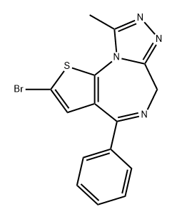 6H-Thieno[3,2-f][1,2,4]triazolo[4,3-a][1,4]diazepine, 2-bromo-9-methyl-4-phenyl-,57801-96-4,结构式