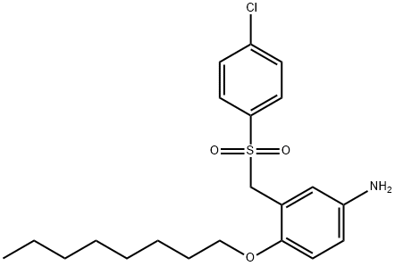 Benzenamine, 3-[[(4-chlorophenyl)sulfonyl]methyl]-4-(octyloxy)- 化学構造式