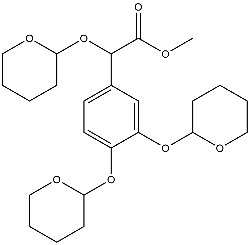 α,3,4-Tris[(tetrahydro-2H-pyran-2-yl)oxy]benzeneacetic Acid Methyl Ester 化学構造式