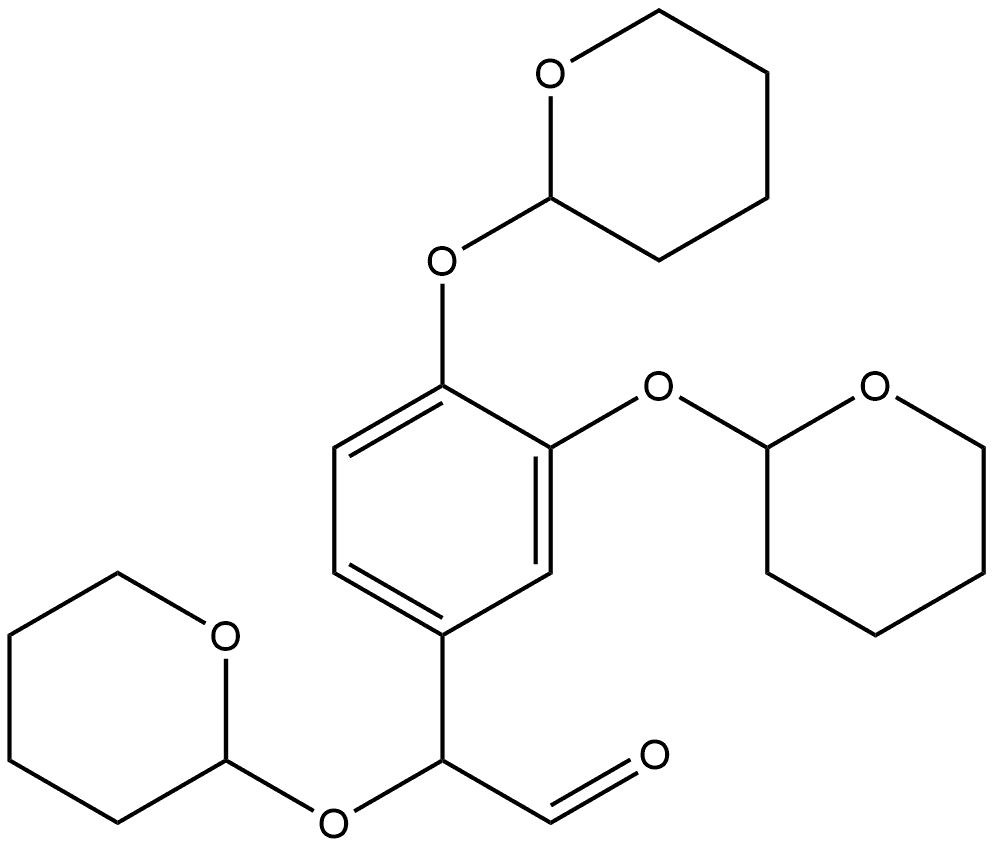 α,3,4-Tris[(tetrahydro-2H-pyran-2-yl)oxy]benzeneacetaldehyde 化学構造式