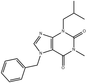 1H-Purine-2,6-dione, 3,7-dihydro-1-methyl-3-(2-methylpropyl)-7-(phenylmethyl)- Struktur