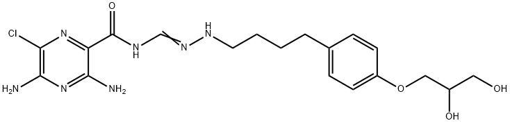 2-Pyrazinecarboxamide, 3,5-diamino-6-chloro-N-[[[4-[4-(2,3-dihydroxypropoxy)phenyl]butyl]amino]iminomethyl]- Struktur
