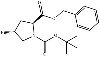 1,2-Pyrrolidinedicarboxylic acid, 4-fluoro-, 1-(1,1-dimethylethyl) 2-(phenylmethyl) ester, (2S,4R)- Struktur
