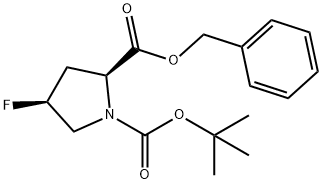 1,2-Pyrrolidinedicarboxylic acid, 4-fluoro-, 1-(1,1-dimethylethyl) 2-(phenylmethyl) ester, (2S,4S)- 化学構造式