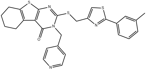 2-[[2-(3-methylphenyl)-1,3-thiazol-4-yl]methylsulfanyl]-3-(pyridin-4-ylmethyl)-5,6,7,8-tetrahydro-[1]benzothiolo[2,3-d]pyrimidin-4-one Structure