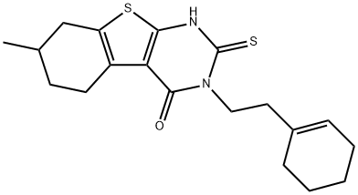 3-[2-(cyclohexen-1-yl)ethyl]-7-methyl-2-sulfanylidene-5,6,7,8-tetrahydro-1H-[1]benzothiolo[2,3-d]pyrimidin-4-one Structure