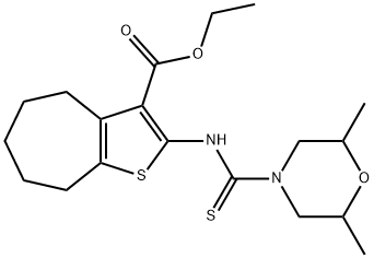 ethyl 2-(2,6-dimethylmorpholine-4-carbothioamido)-5,6,7,8-tetrahydro-4H-cyclohepta[b]thiophene-3-carboxylate 化学構造式