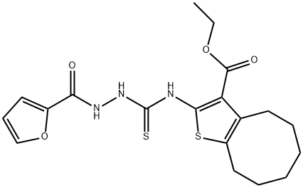 ethyl 2-(2-(furan-2-carbonyl)hydrazinecarbothioamido)-4,5,6,7,8,9-hexahydrocycloocta[b]thiophene-3-carboxylate Structure