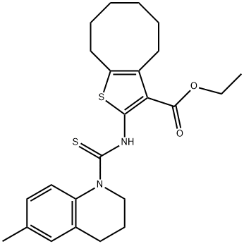 ethyl 2-(6-methyl-1,2,3,4-tetrahydroquinoline-1-carbothioamido)-4,5,6,7,8,9-hexahydrocycloocta[b]thiophene-3-carboxylate,590351-30-7,结构式