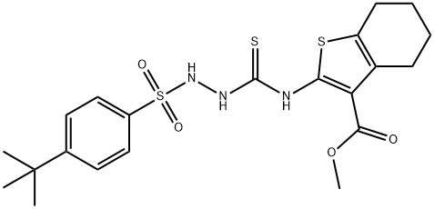 methyl 2-(2-((4-(tert-butyl)phenyl)sulfonyl)hydrazinecarbothioamido)-4,5,6,7-tetrahydrobenzo[b]thiophene-3-carboxylate Structure