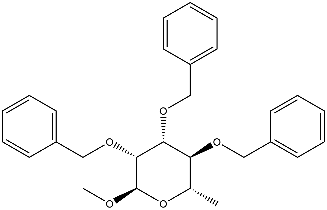 α-L-Mannopyranoside, methyl 6-deoxy-2,3,4-tris-O-(phenylmethyl)- Structure