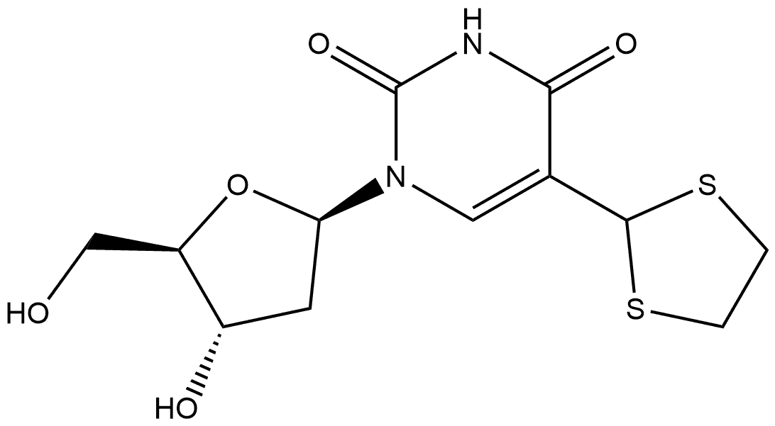 Uridine, 2'-deoxy-5-(1,3-dithiolan-2-yl)- 化学構造式