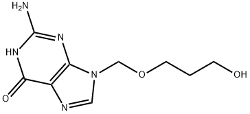 2-Amino-9-((3-hydroxypropoxy)methyl)-1H-purin-6(9H)-one Struktur