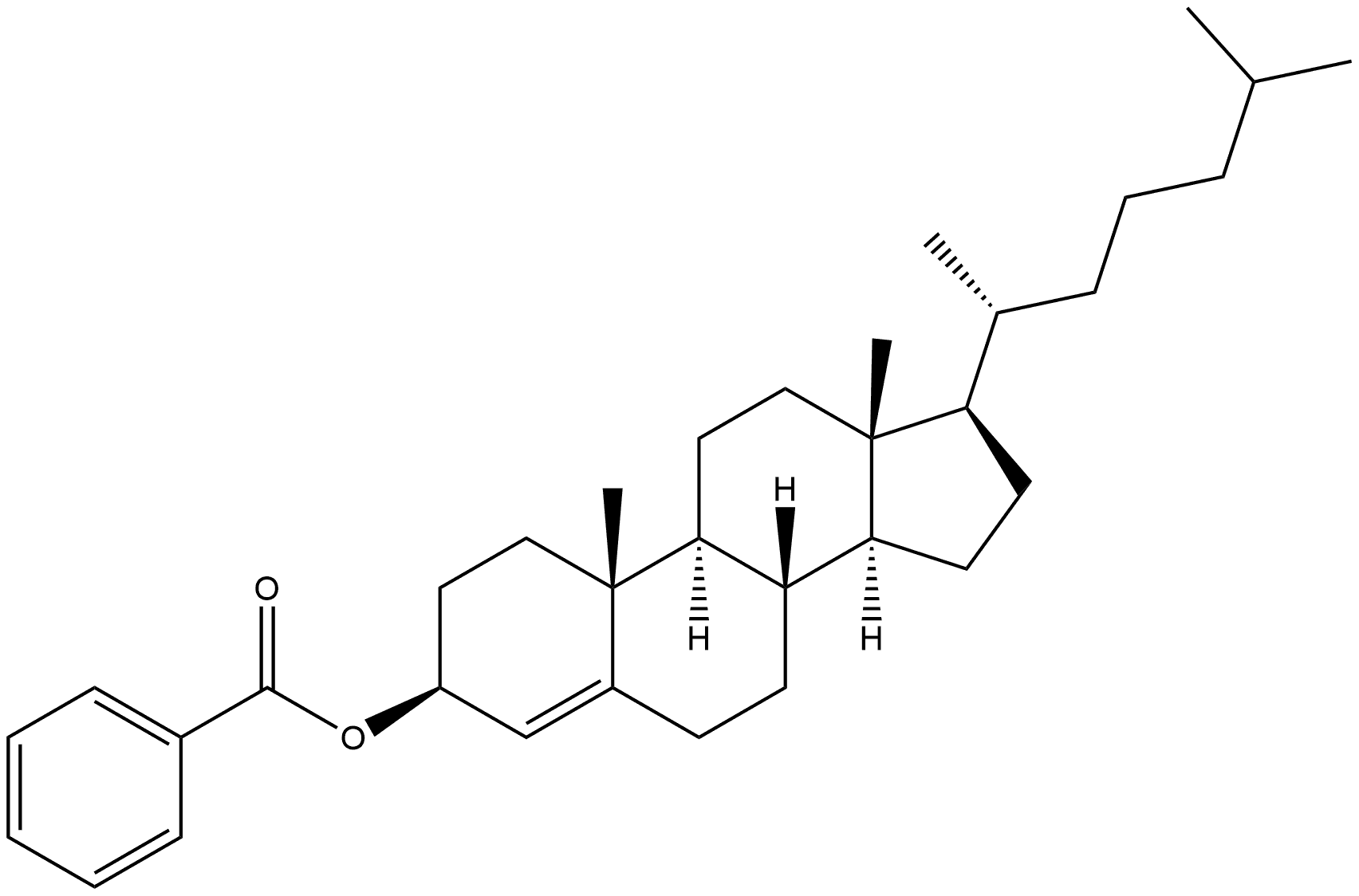 Cholest-4-en-3-ol, 3-benzoate, (3β)- Structure
