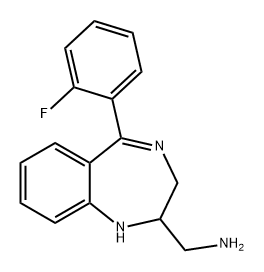 C-[5-(2-氟苯基)-2,3-二氢-1H-苯并[E][1,4]二氮杂-2-基]-甲胺, 59469-31-7, 结构式