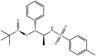 Benzenesulfonamide, N-[(1S,2R)-2-[[(S)-(1,1-dimethylethyl)sulfinyl]oxy]-1-methyl-2-phenylethyl]-4-methyl- Struktur