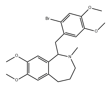 1H-2-Benzazepine, 1-[(2-bromo-4,5-dimethoxyphenyl)methyl]-2,3,4,5-tetrahydro-7,8-dimethoxy-2-methyl- Struktur