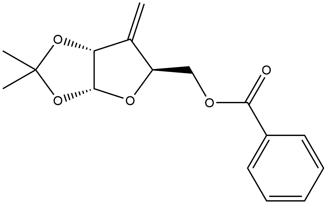 α-D-erythro-Pentofuranose, 3-deoxy-3-methylene-1,2-O-(1-methylethylidene)-, 5-benzoate Struktur