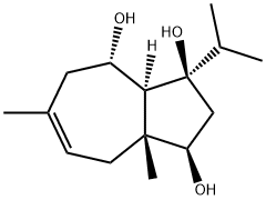 rel-1,2,3,3aβ*,4,5,8,8a-オクタヒドロ-6,8aα*-ジメチル-3-イソプロピル-1α*,3α*,4β*-アズレントリオール 化学構造式