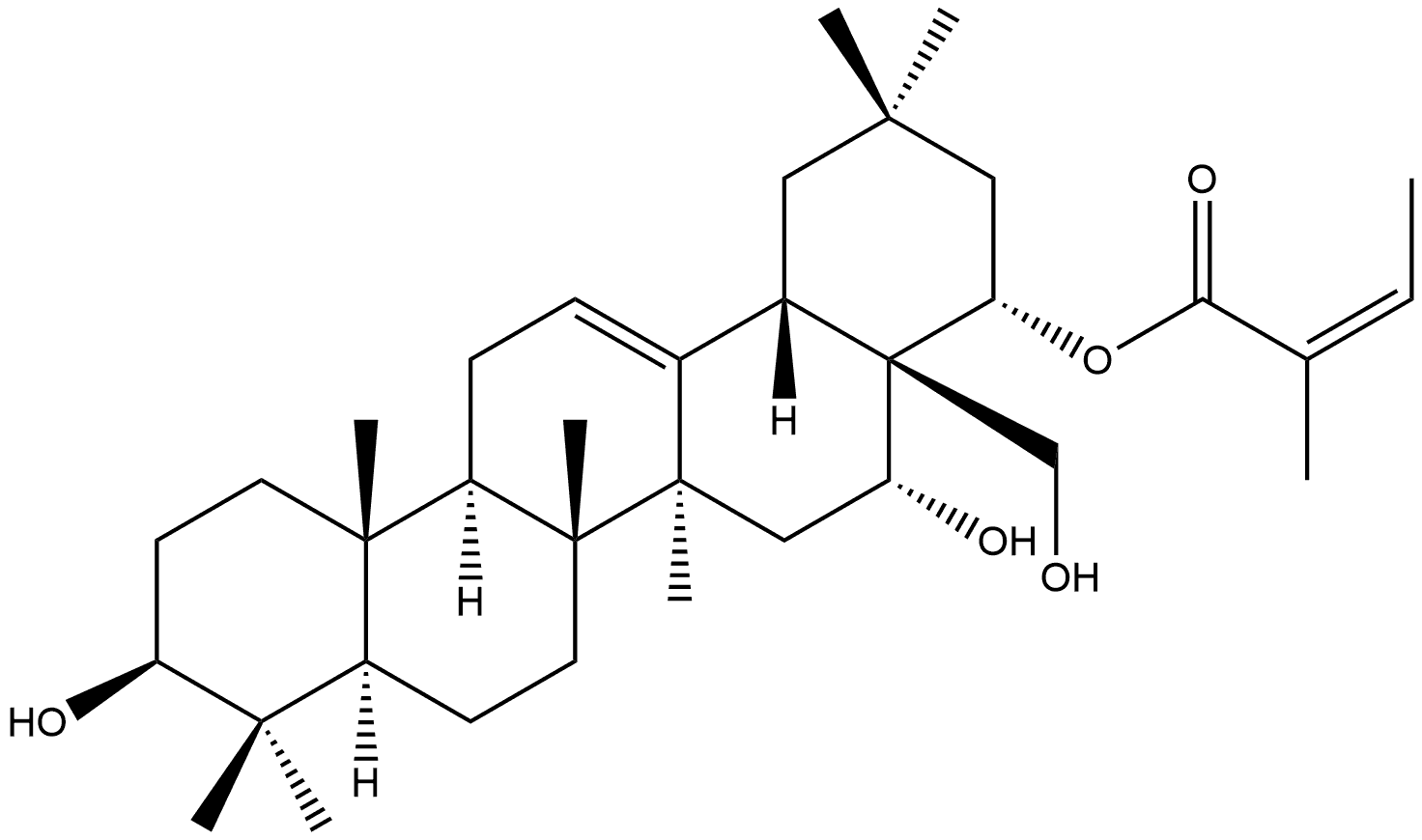 Olean-12-ene-3,16,22,28-tetrol, 22-(2-methyl-2-butenoate), [3β,16α,22α(Z)]- (9CI) Structure