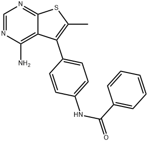 N-(4-(4-Amino-6-methylthieno[2,3-d]pyrimidin-5-yl)phenyl)benzamide Struktur