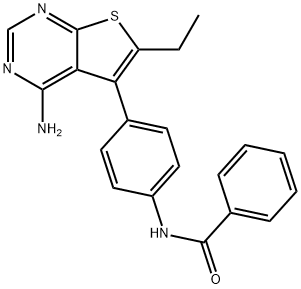 N-(4-(4-Amino-6-ethylthieno[2,3-d]pyrimidin-5-yl)phenyl)benzamide,605660-62-6,结构式