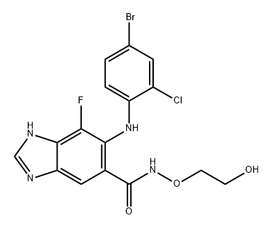 1H-Benzimidazole-5-carboxamide, 6-[(4-bromo-2-chlorophenyl)amino]-7-fluoro-N-(2-hydroxyethoxy)- 结构式