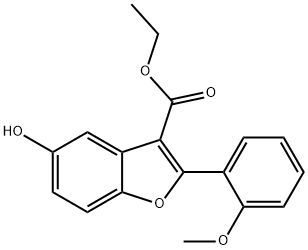 3-Benzofurancarboxylic acid, 5-hydroxy-2-(2-methoxyphenyl)-, ethyl ester 结构式