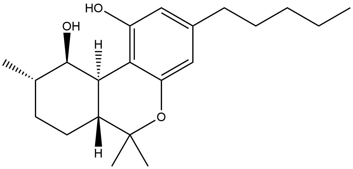 6H-Dibenzo[b,d]pyran-1,10-diol, 6a,7,8,9,10,10a-hexahydro-6,6,9-trimethyl-3-pentyl-, [6aR-(6aα,9β,10α,10aβ)]- 化学構造式