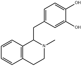 4-[(1,2,3,4-テトラヒドロ-2-メチルイソキノリン-1-イル)メチル]ベンゼン-1,2-ジオール 化学構造式