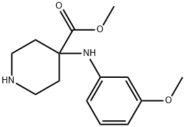4-Piperidinecarboxylic acid, 4-[(3-methoxyphenyl)amino]-, methyl ester Struktur