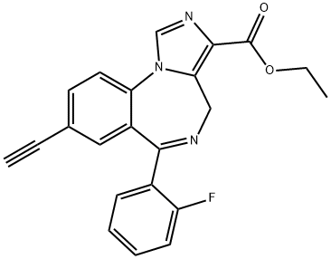 4H-Imidazo[1,5-a][1,4]benzodiazepine-3-carboxylic acid, 8-ethynyl-6-(2-fluorophenyl)-, ethyl ester Struktur