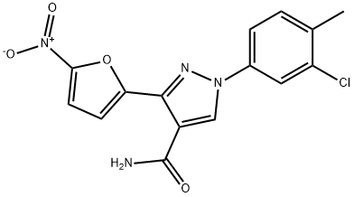 1H-Pyrazole-4-carboxamide, 1-(3-chloro-4-methylphenyl)-3-(5-nitro-2-furanyl)- Structure