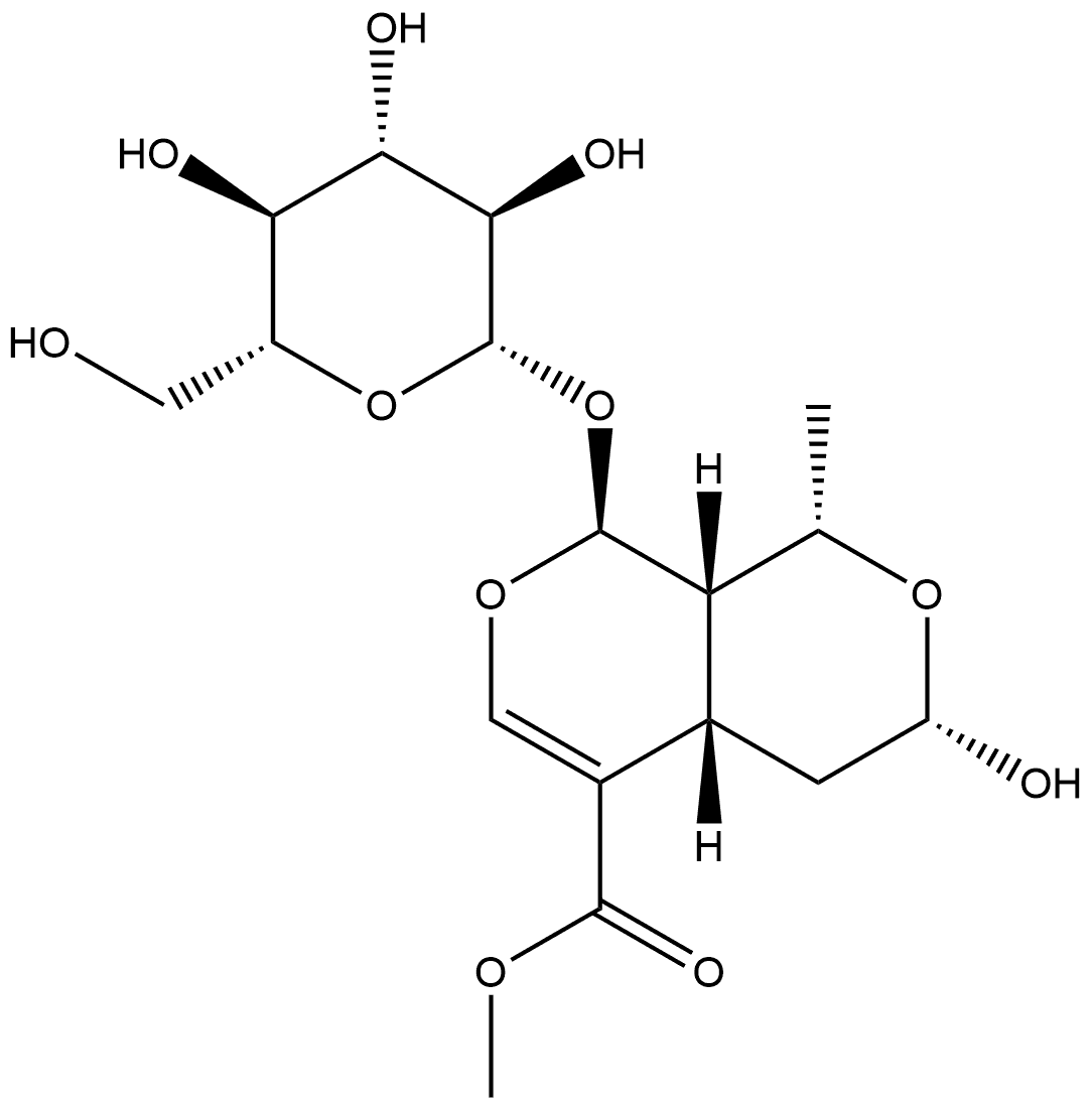 1H,3H-Pyrano[3,4-c]pyran-5-carboxylic acid, 8-(β-D-glucopyranosyloxy)-4,4a,8,8a-tetrahydro-3-hydroxy-1-methyl-, methyl ester, (1S,3S,4aS,8S,8aS)- 结构式