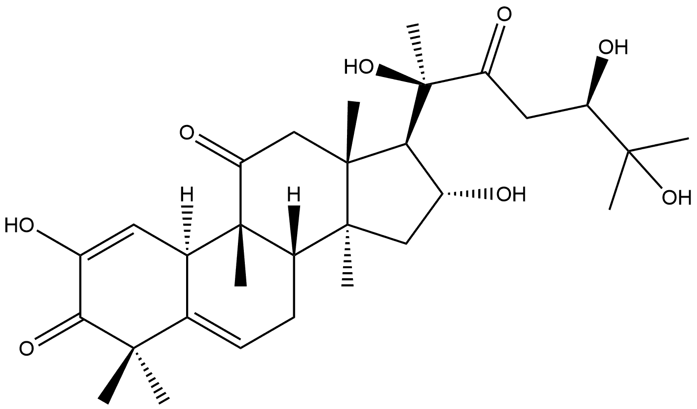 19-Norlanosta-1,5-diene-3,11,22-trione, 2,16,20,24,25-pentahydroxy-9-methyl-, (9β,10α,16α,24R)- Structure