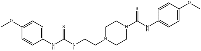 1-Piperazinecarbothioamide, N-(4-methoxyphenyl)-4-[2-[[[(4-methoxyphenyl)amino]thioxomethyl]amino]ethyl]-|N-(4-甲氧基苯基)-4-(2-(3-(4-甲氧基苯基)硫脲基)乙基)哌嗪-1-硫代甲酰胺