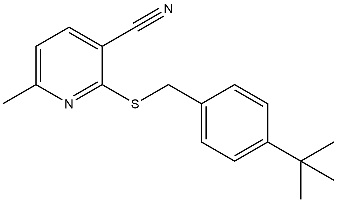 2-[[[4-(1,1-Dimethylethyl)phenyl]methyl]thio]-6-methyl-3-pyridinecarbonitrile Structure