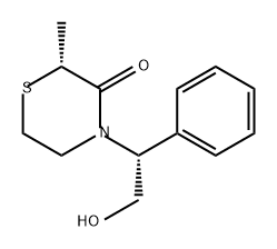 3-Thiomorpholinone, 4-[(1R)-2-hydroxy-1-phenylethyl]-2-methyl-, (2R)- Struktur