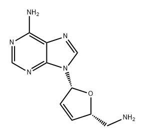 Adenosine, 5'-amino-2',3'-didehydro-2',3',5'-trideoxy- (9CI) 化学構造式