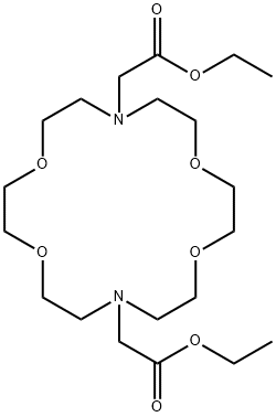 1,4,10,13-Tetraoxa-7,16-diazacyclooctadecane-7,16-diacetic acid, 7,16-diethyl ester 化学構造式